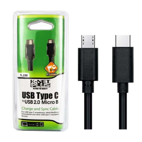 کابل تایپ سی به میکرو یو اس بی کی نت پلاس KP-B10 طول 1.2 متر